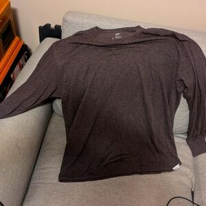 Hanes Xtemp Heather Brown Long Sleeve T-shirt XL